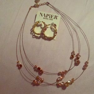 Gold necklace and earrings set